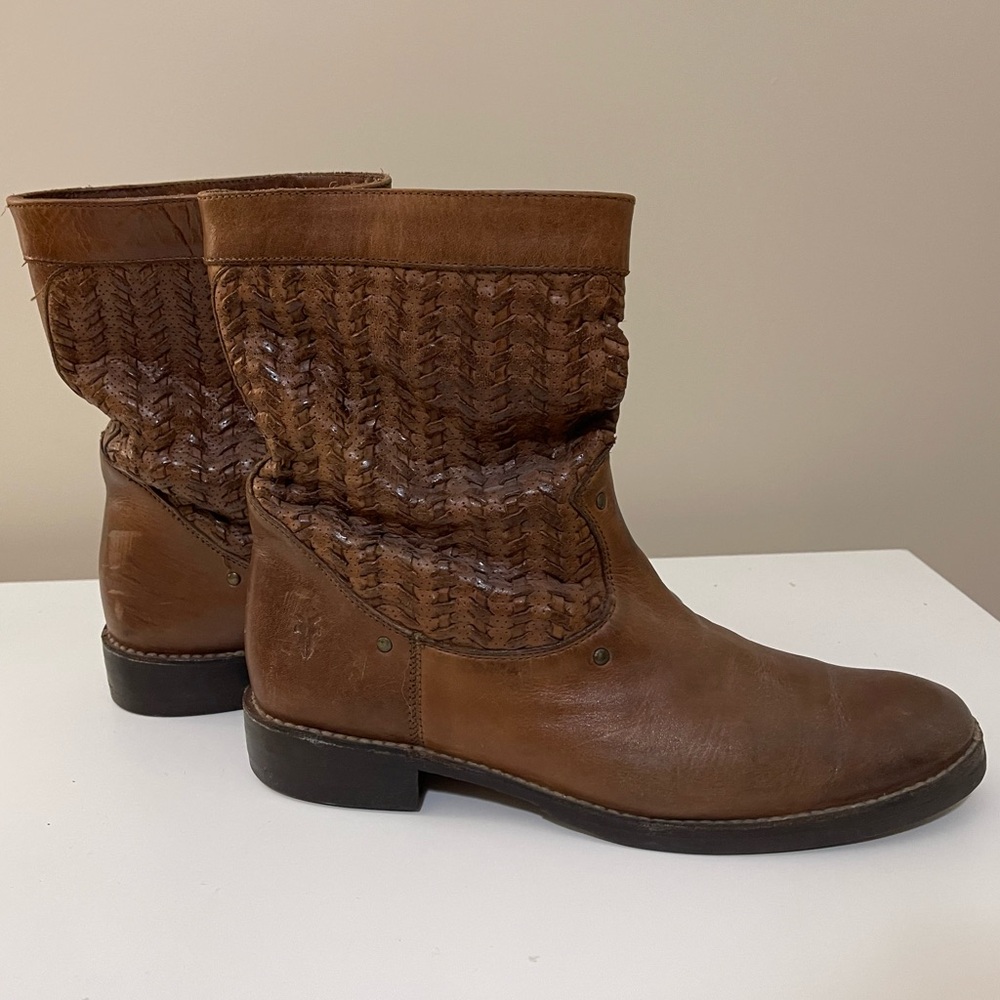 Frye Shirley Woven Leather Shaft Short Boot